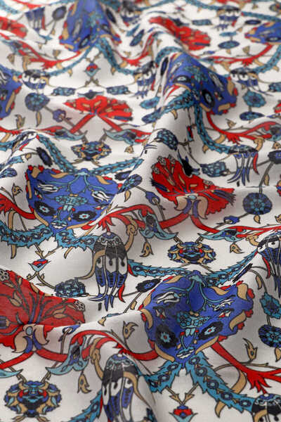 Bursa İpek Tulip Patterned Red Soft Scarf
