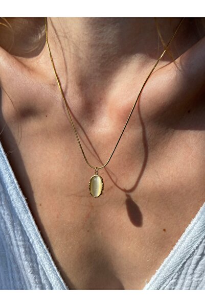 Hora Akik Vintage Gold Çelik Kolye