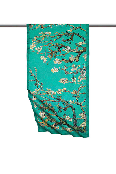 Bursa İpek Yeşil Badem Çiçeği İpeksi Fular