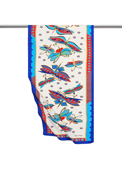 Bursa İpek Gri Fuşya Desenli İpeksi Fular