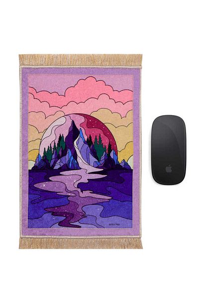 Bursa İpek Pink Clouds Decorative Small Carpet Mousepad