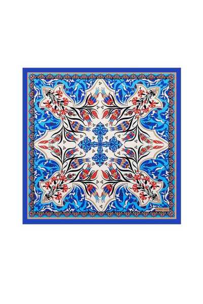 Bursa İpek Saks Çintemani Karanfil Desen İpeksi Mendil