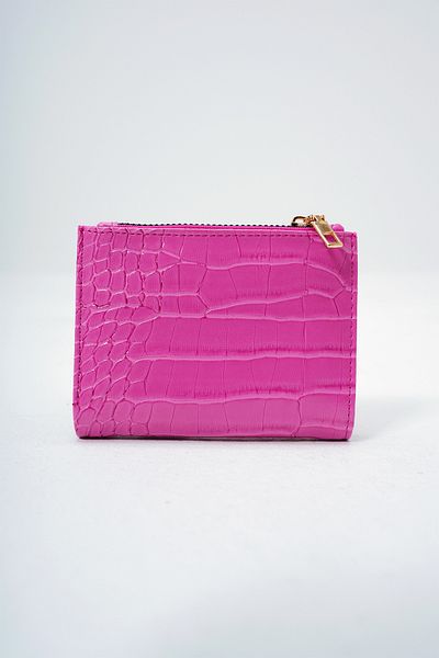 VAGGON Portofel din piele artificială fucsia pentru femei, cu model croco, cu compartiment pentru hârtie și monede, suport pentru carduri PRMX14082