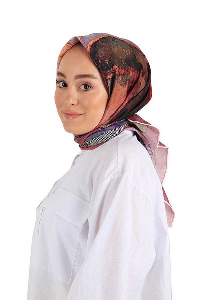 Bursa İpek Purple Marble Pattern Soft Scarf