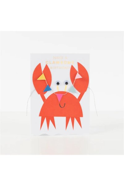 Meri Meri - Crab With Bunting Card - Crab Greeting Card