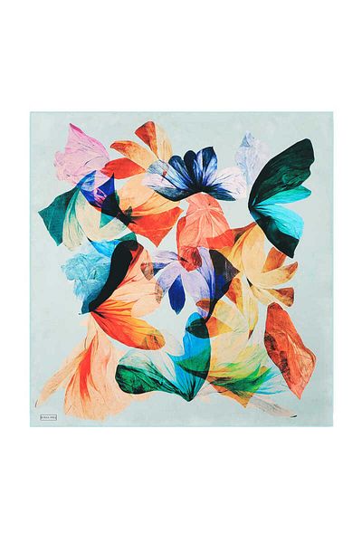 Bursa İpek Water Green Harmony Pattern Sura Silk Scarf