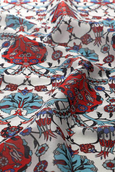 Bursa İpek Tulip Patterned Red Soft Scarf
