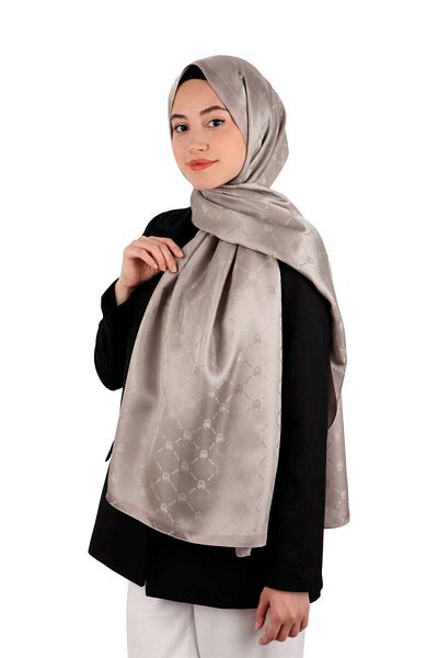Bursa İpek Stone Chain Monogram Pattern Silk Shawl