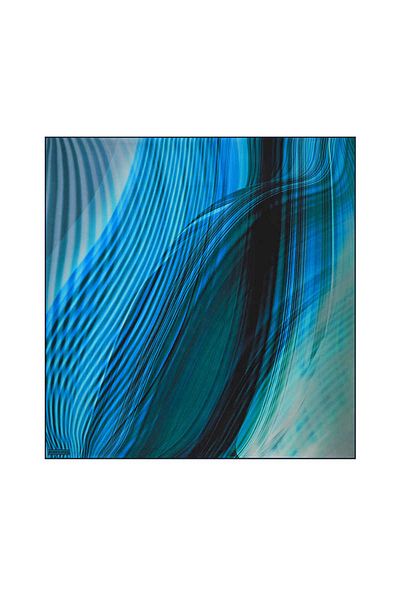 Bursa İpek Sura Silk Scarf - Blue Rainbow Pattern