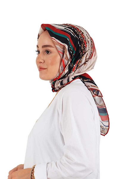Bursa İpek Claret Red Brush Pattern Soft Scarf
