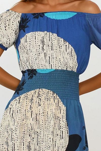 VAGGON Rochie mini de damă INDIGO BLUE cu mâneci balon Gipsey VS00249
