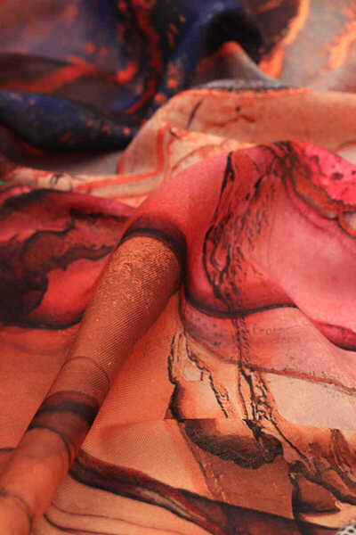 Bursa İpek Tan Marble Pattern Soft Scarf