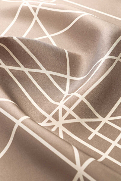 Bursa İpek Twill Silk Scarf - Mink Echo Pattern