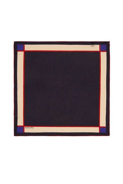 Bursa İpek Navy Blue Wide Border Plain Silk Handkerchief
