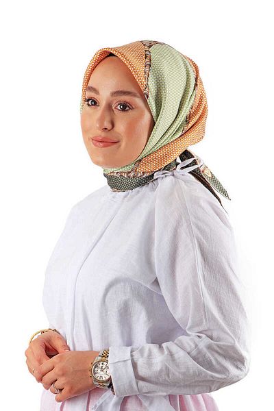 Bursa İpek Khaki Straw Pattern Twill Silk Scarf