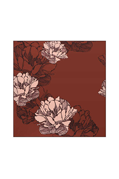 Bursa İpek Bordo Begonya Desen Sura İpek Eşarp