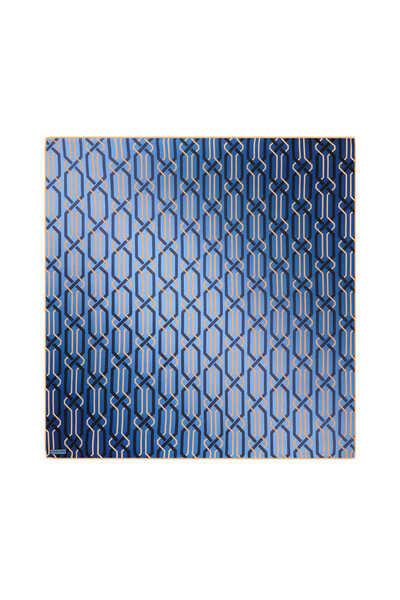Bursa İpek Μεταξωτό μαντήλι Sura Blue με πλεκτό σχέδιο