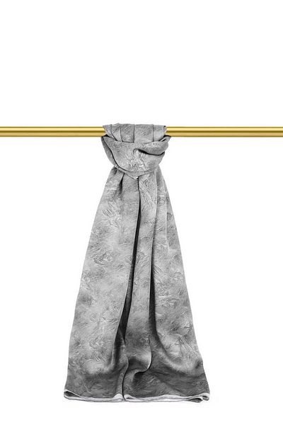 Bursa İpek Gray Brush Pattern Silk Shawl