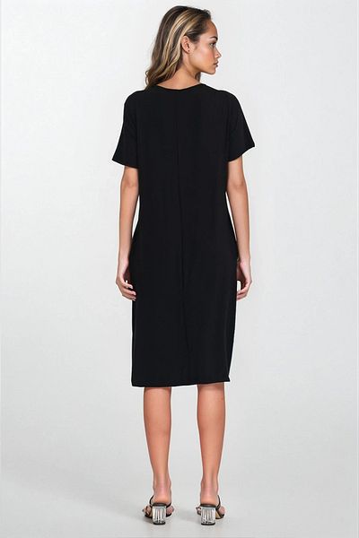 VAGGON Women's Yellow Boat Neck Short Sleeve Large Bede Viscose Dress Vs00354