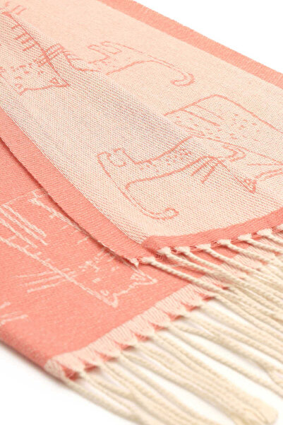 Bursa İpek Χειμερινό σάλι με μοτίβο γάτας σολομού