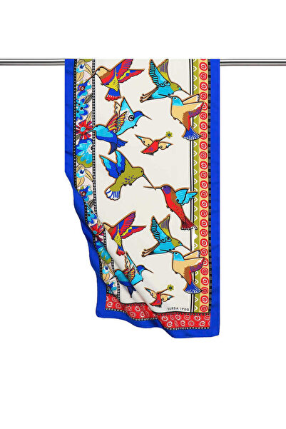 Bursa İpek Sarı Yeşil Desenli İpeksi Fular