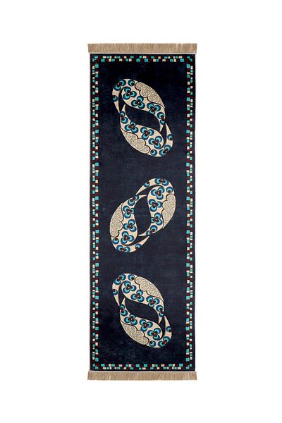 Bursa İpek Velvet Runner Set - Navy Blue