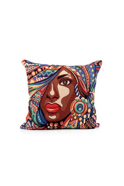 Bursa İpek Red Afro Pattern Tapestry Throw Pillow