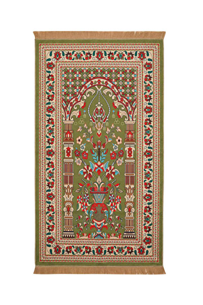 Bursa İpek Yeşil Kadife Halı Seccade