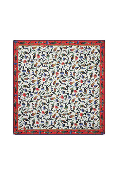 Bursa İpek Κόκκινο μαλακό κασκόλ με σχέδιο τουλίπας