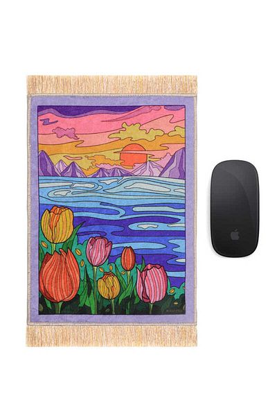 Bursa İpek Pink Sunset Decorative Small Carpet Mousepad