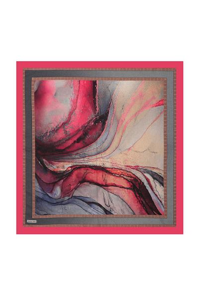 Bursa İpek Fuchsia Marble Pattern Soft Scarf