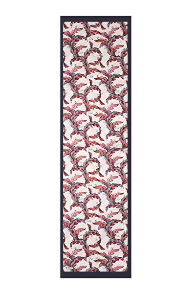 Bursa İpek Синій шовковий шарф з візерунком листя