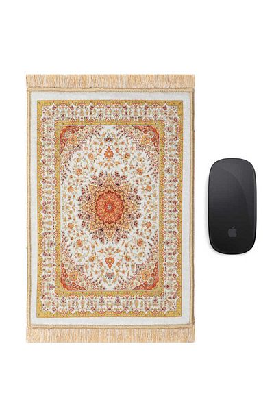 Bursa İpek Mustard Decorative Small Carpet Mousepad