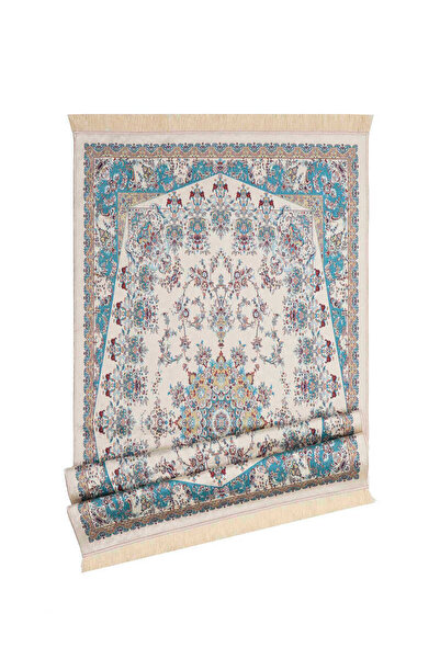 Bursa İpek Ecru Velvet Rug Prayer Rug