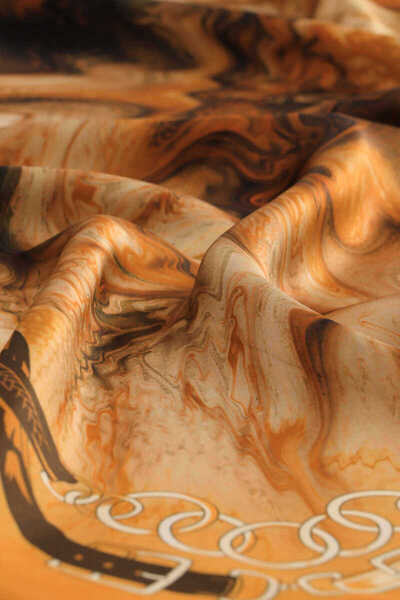 Bursa İpek Μεταξωτό φουλάρι Sura - Πορτοκαλί μοτίβο ζώνης