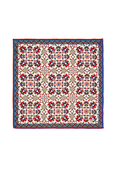 Bursa İpek Batistă de mătase cu model roșu ecru