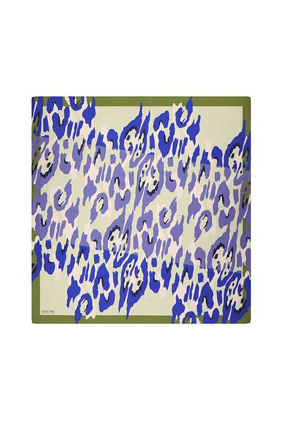 Bursa İpek Green Silk Scarf - Sare Patterned Twill