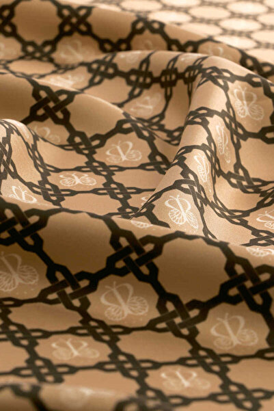 Bursa İpek Μπεζ μονόγραμμα αλυσίδας Twill μεταξωτό μαντίλι