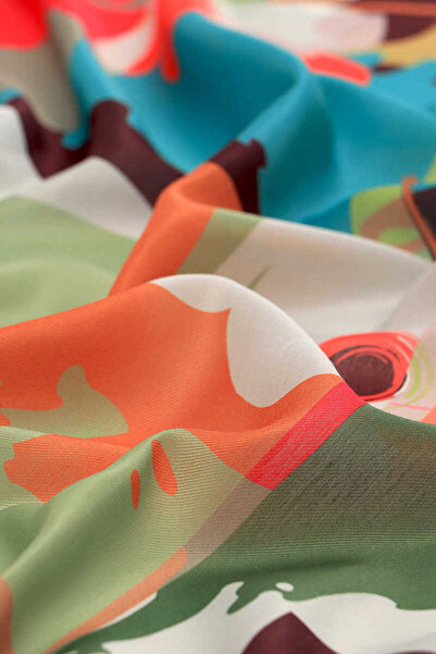 Bursa İpek Green Puzzle Pattern Soft Scarf