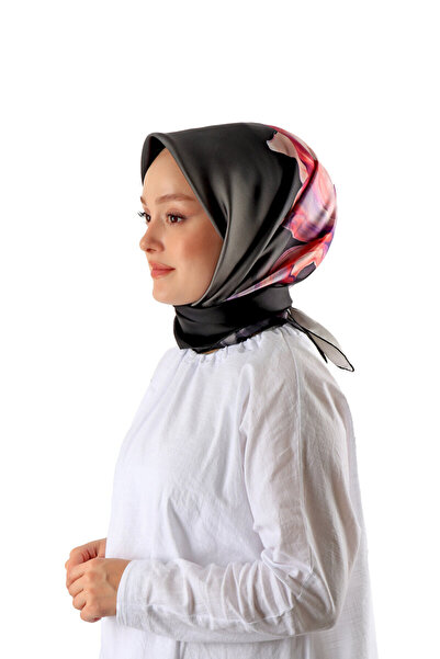 Bursa İpek Μεταξωτό μαντίλι με ροζ ιβουάρ μοτίβο