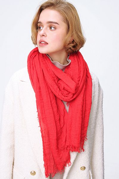 VAGGON Women's Red Tassel Shal Prmx2154