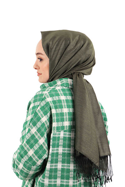 Bursa İpek Siyah Haki İpek Görünümlü Şal