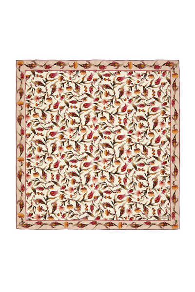 Bursa İpek Eșarfă de mătase cu model de lalele cu pudră ecru