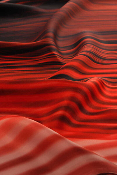 Bursa İpek Rainbow Patterned Sura Silk Scarf - Red