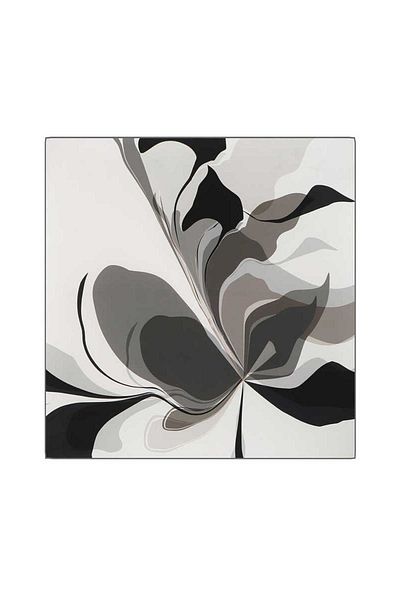 Bursa İpek Orchid Patterned Gray Twill Silk Scarf