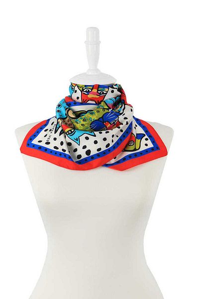 Bursa İpek Red Black Patterned Silky Scarf