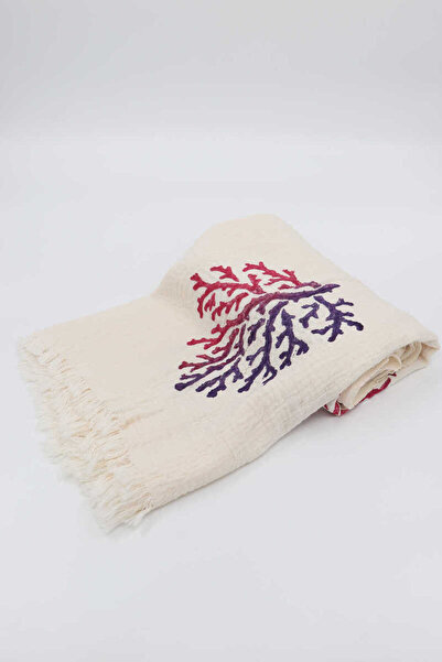 Bursa İpek Peshtemal de corali cu gradient de imprimare cu piatră de prun violet