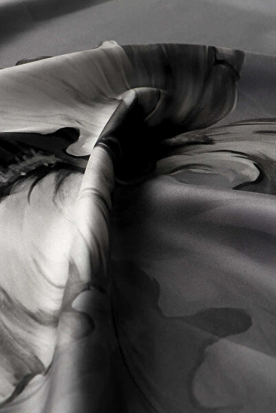 Bursa İpek Γκρι μεταξωτό μαντίλι με σχέδιο Twill - Süsen