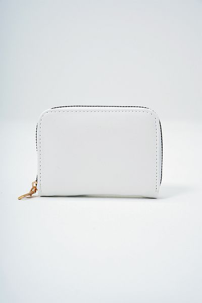 VAGGON Women's White Faux Leather Card Holder Size Zippered Mini Wallet Prmx14076