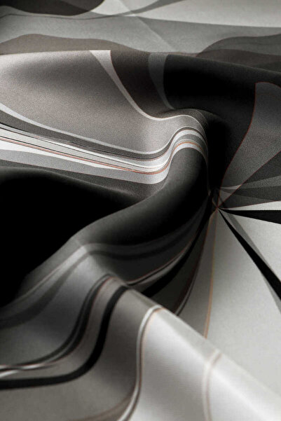 Bursa İpek Orchid Patterned Gray Twill Silk Scarf